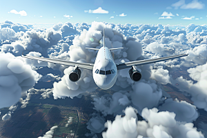 飞机飞翔高空客机摄影图