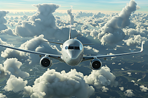 飞机飞翔客机民航摄影图