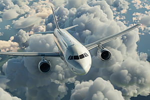 飞机飞翔民航白云摄影图