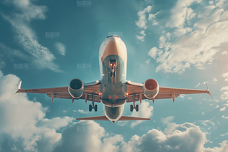 飞机飞翔民航高空摄影图
