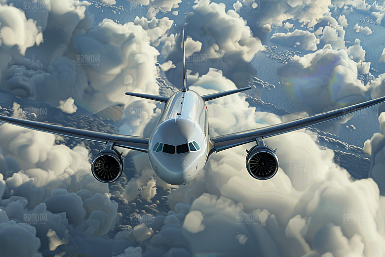 飞机飞翔高空飞行摄影图