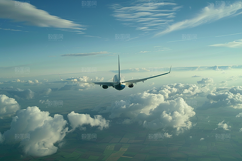 飞机飞翔客机高空摄影图