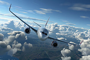 飞机飞翔交通工具高清摄影图