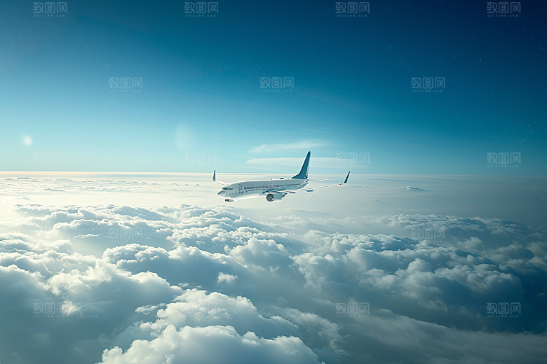 飞机飞翔蓝天航空摄影图