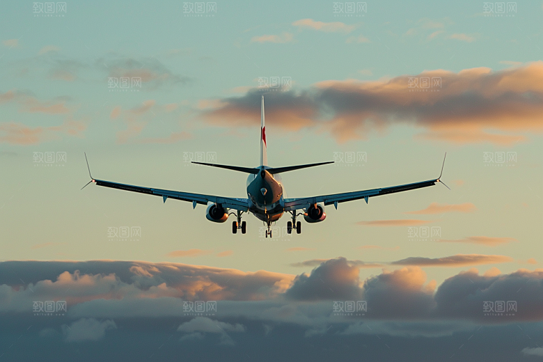 飞机飞翔航空白云摄影图