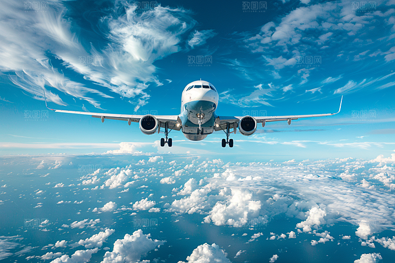飞机飞翔高空航空摄影图
