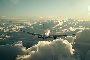 飞机飞翔客机高空摄影图