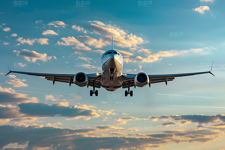飞机飞翔高空飞行摄影图