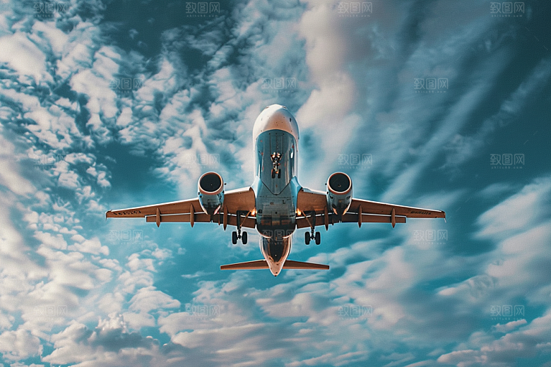 飞机飞翔白云航空摄影图