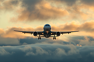 飞机飞翔高清航空摄影图