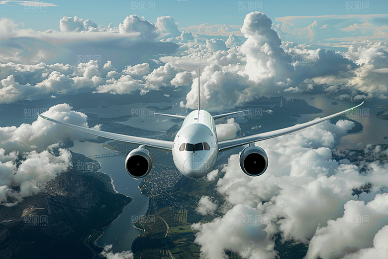 飞机飞翔航空高空摄影图
