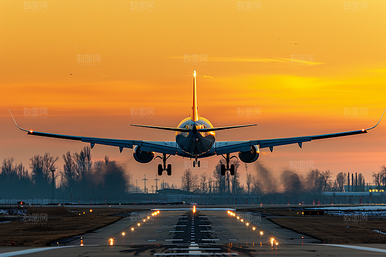 飞机飞翔高清航空摄影图