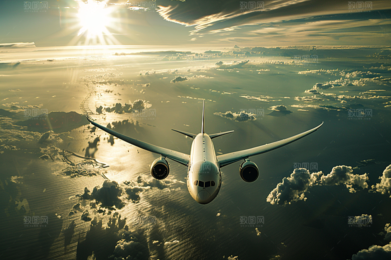 飞机飞翔高空客机摄影图