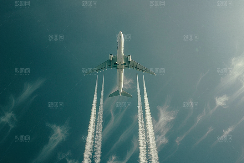 飞机飞翔民航高空摄影图