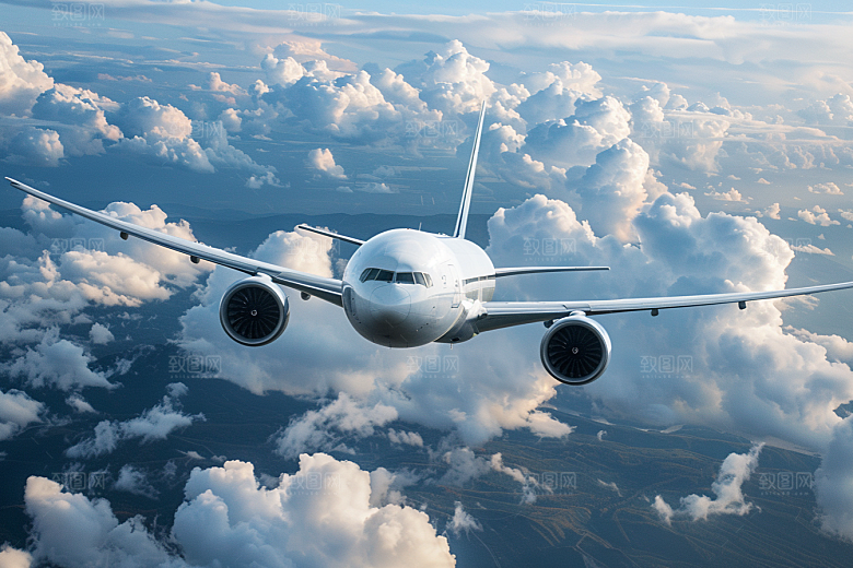飞机飞翔民航高空摄影图