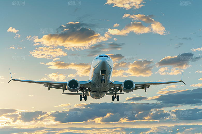 飞机飞翔云层之上航空摄影图