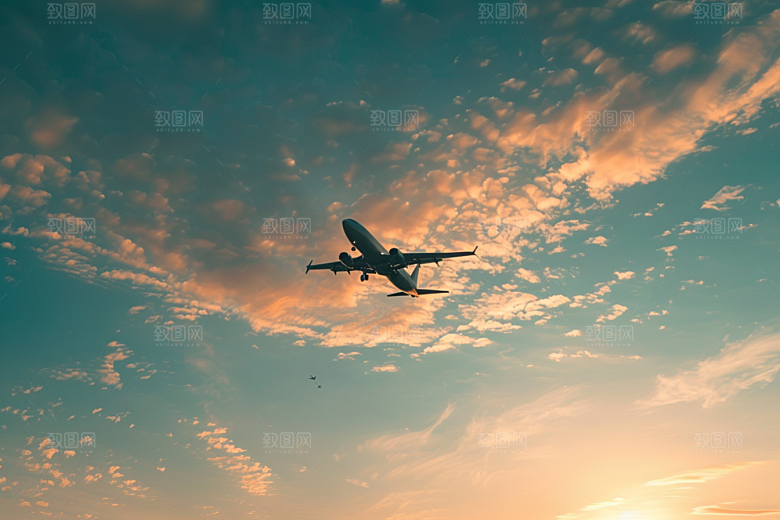 飞机飞翔航空民航摄影图