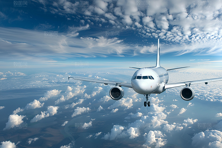 飞机飞翔高空航空摄影图