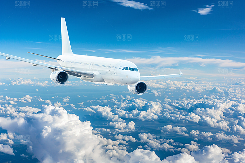 飞机飞翔白云客机摄影图