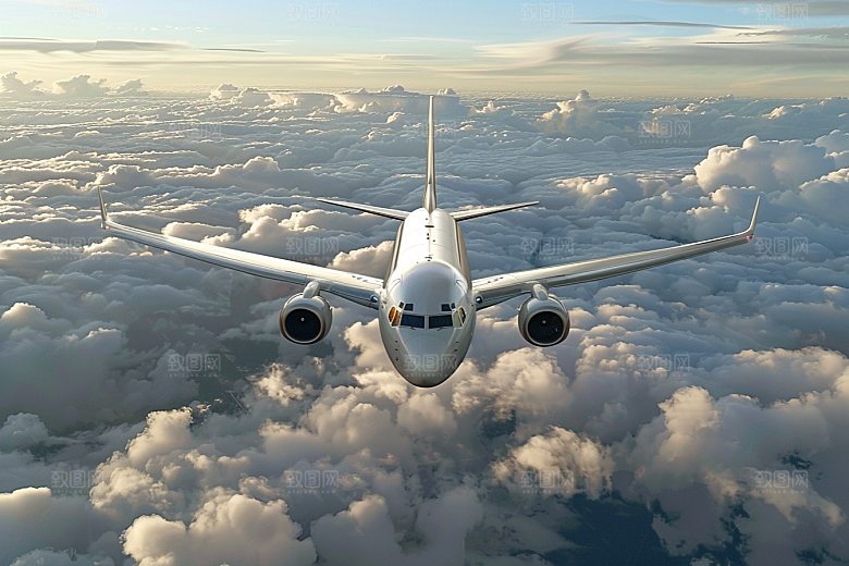 飞机飞翔高空高清摄影图