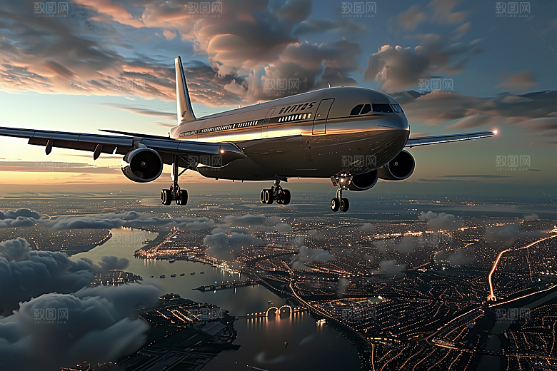 飞机飞翔高空交通工具摄影图
