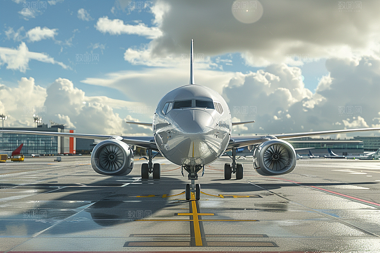 飞机飞翔高清航空摄影图