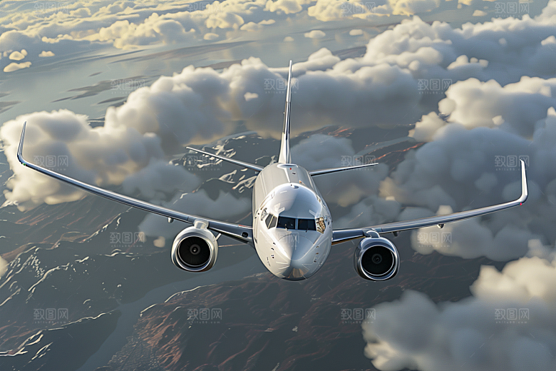 飞机飞翔客机航空摄影图