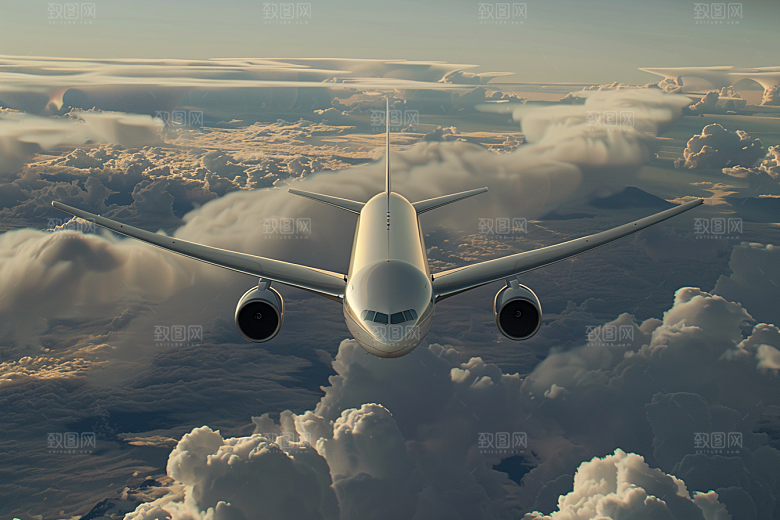 飞机飞翔民航高空摄影图