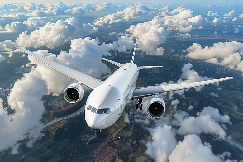 飞机飞翔高清航空摄影图