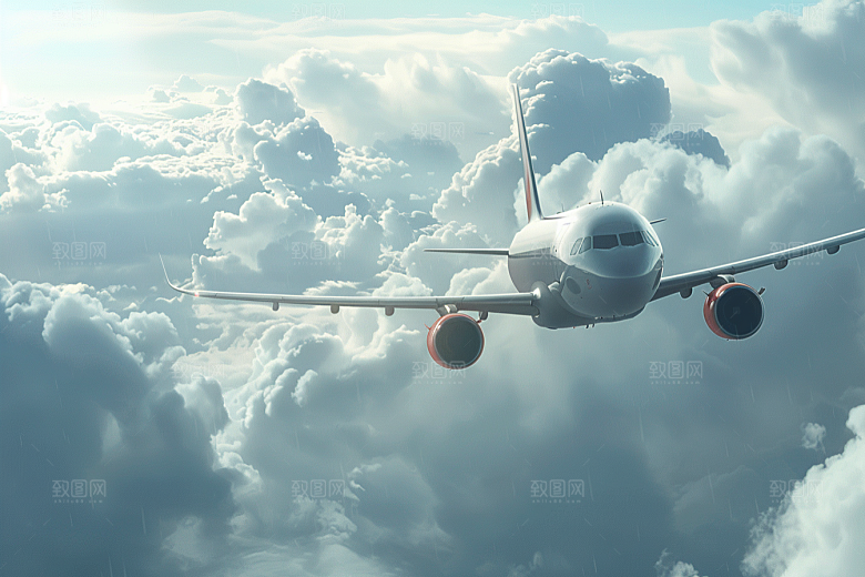 飞机飞翔航空交通工具摄影图