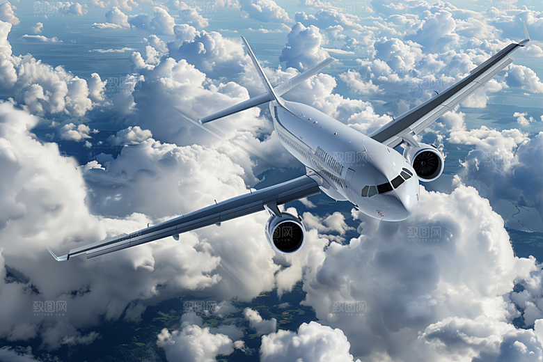飞机飞翔高清高空摄影图