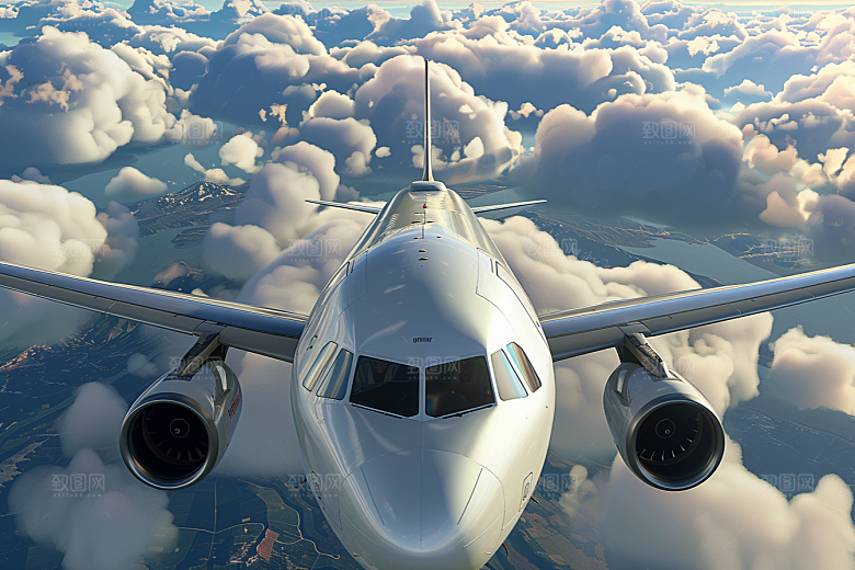 飞机飞翔高空客机摄影图