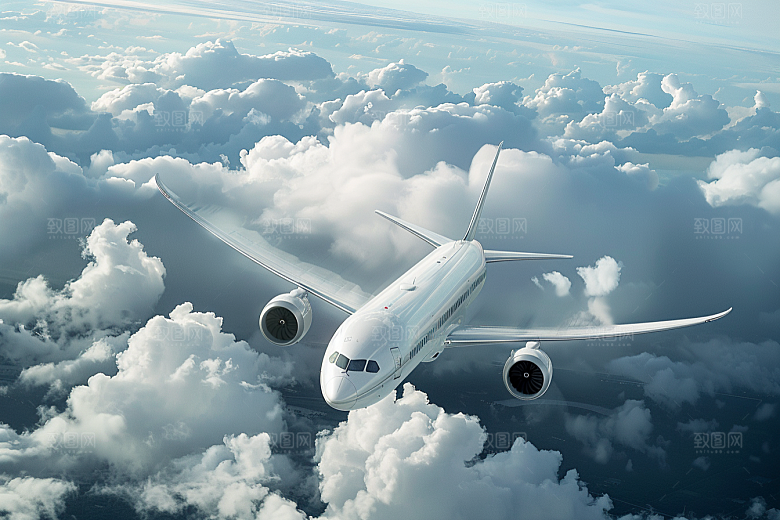 飞机飞翔高空客机摄影图