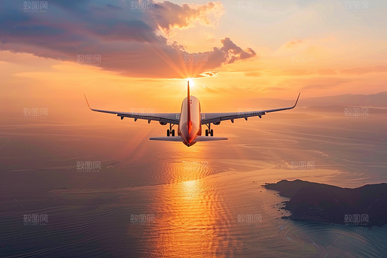 飞机飞行航班旅行摄影图