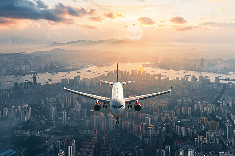 飞机飞行航空天空摄影图
