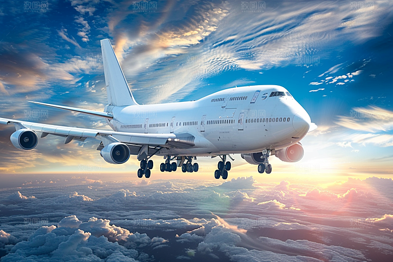 飞机飞行天空旅行摄影图