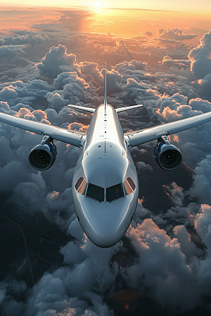 飞机飞行航空天空摄影图
