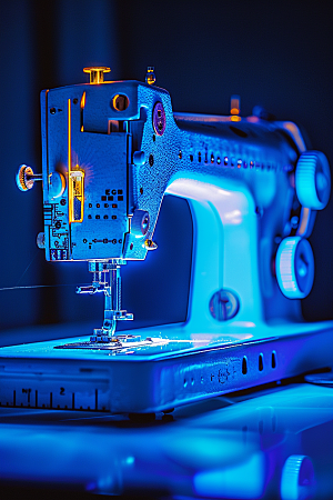 缝纫机机器纺织服装摄影图