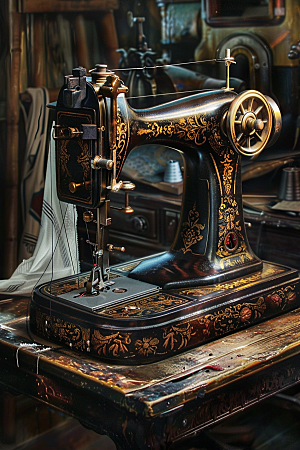 缝纫机家用裁缝摄影图