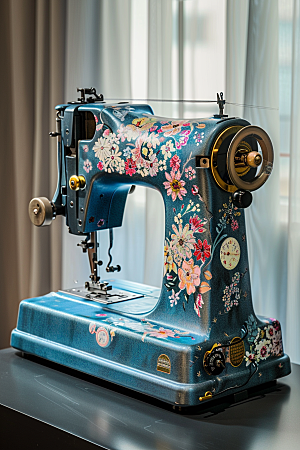缝纫机机械纺织服装摄影图