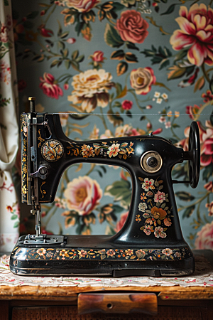 缝纫机机械工具摄影图