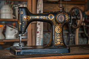 缝纫机裁缝设备摄影图