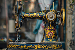 缝纫机各式各样工具摄影图