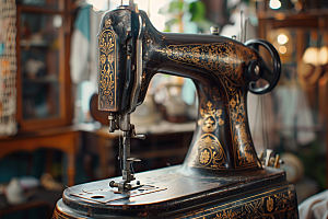 缝纫机纺织服装缝补摄影图