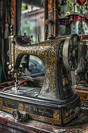 缝纫机纺织服装工具摄影图