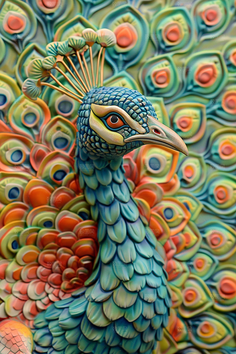 浮雕孔雀高清3D素材