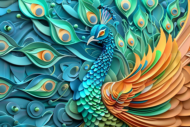 浮雕孔雀雕刻高清素材
