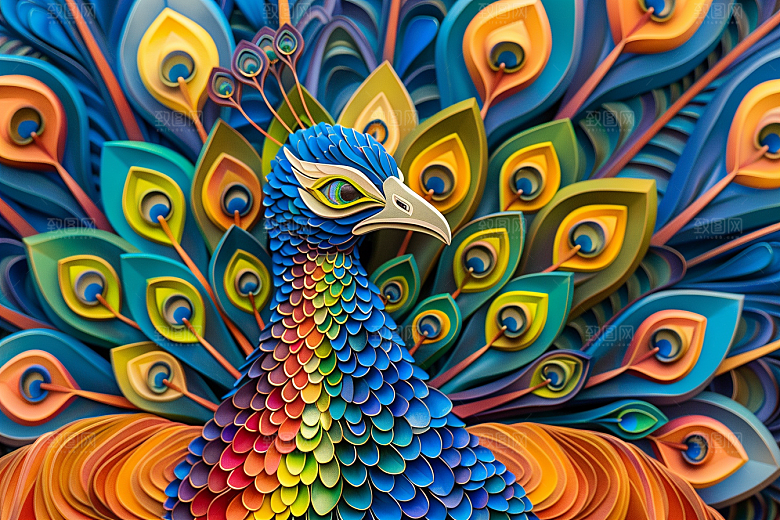 浮雕孔雀肌理凹凸素材