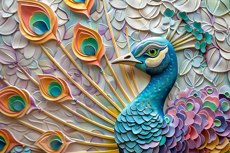 浮雕孔雀高清绚丽素材