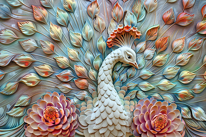 浮雕孔雀精致立体素材